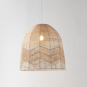 Sofia 1-Light Farmhouse Coastal Rattan 180" Cord Plug-In or Hardwired LED Pendant