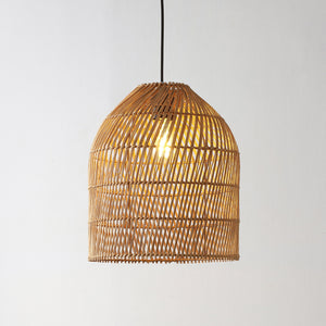 Koda 1-Light Farmhouse Coastal Bohemian Rattan 180" Cord Plug-In or Hardwired LED Pendant