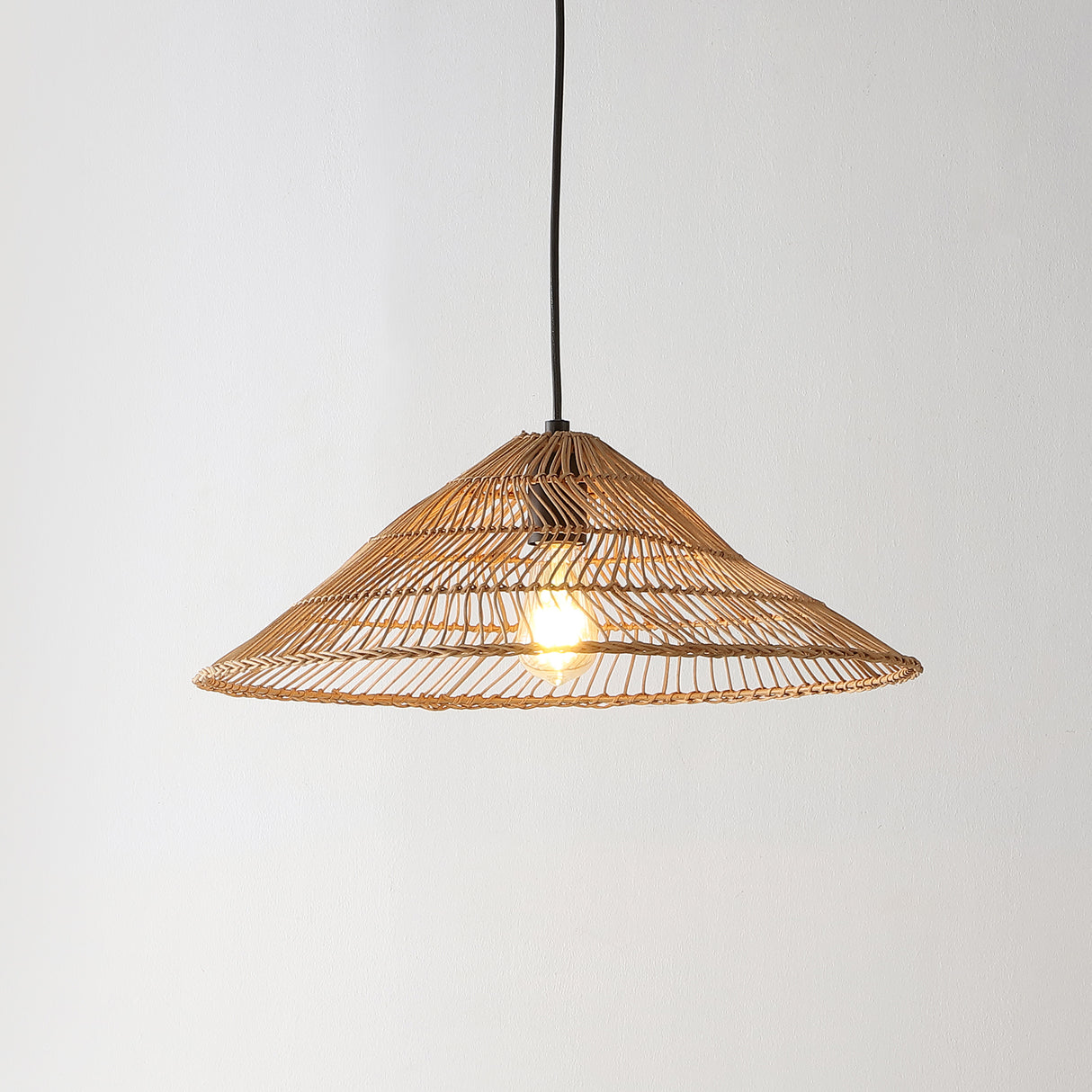 Nova 1-Light Farmhouse Coastal Rattan 180" Cord Plug-In or Hardwired LED Pendant