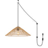 Nova 1-Light Farmhouse Coastal Rattan 180" Cord Plug-In or Hardwired LED Pendant