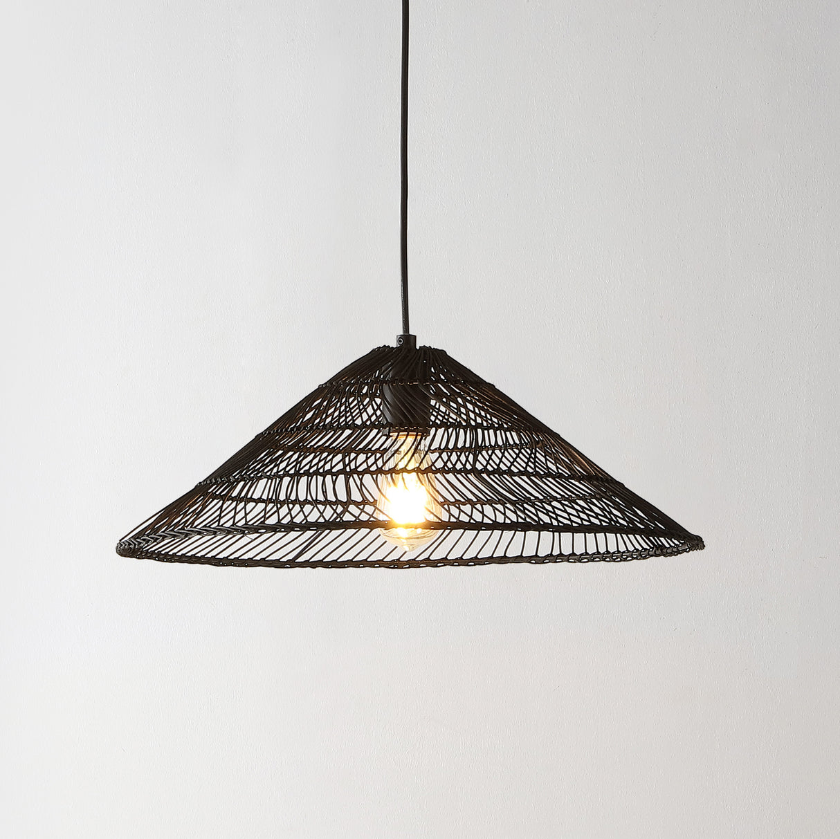 Nova 1-Light Farmhouse Coastal Rattan 180" Cord Plug-In or Hardwired LED Pendant
