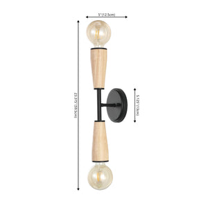 Katia 2-Light Modern Designer Iron/Wood Double Sided Hourglass LED Sconce