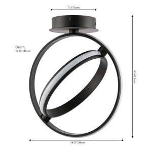 Nicole 2-Light Modern Minimalist Aluminum Ring Integrated LED Semi Flush Mount