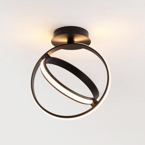 Nicole 2-Light Modern Minimalist Aluminum Ring Integrated LED Semi Flush Mount