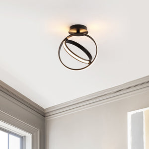 Nicole 2-Light Modern Minimalist Aluminum Ring Integrated LED Semi Flush Mount