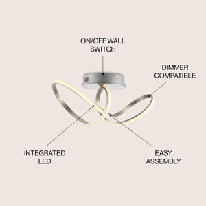 Chantelle 1-Light Modern Minimalist Aluminum Loop Integrated LED Semi Flush Mount