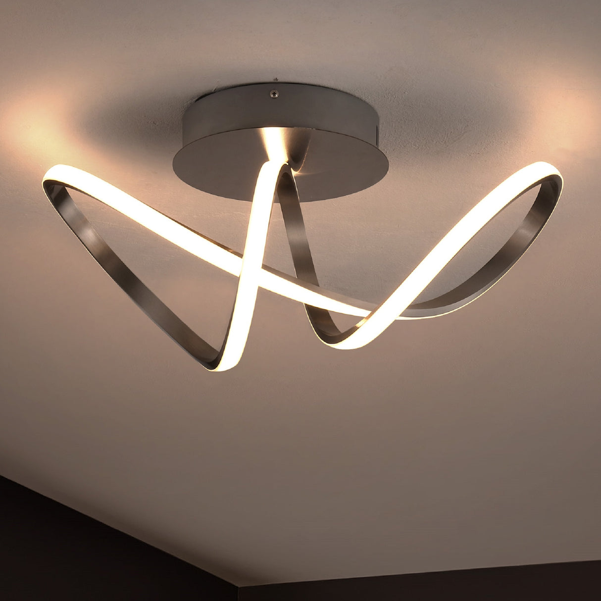 Chantelle 1-Light Modern Minimalist Aluminum Loop Integrated LED Semi Flush Mount