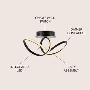 Chantelle 1-Light Modern Minimalist Aluminum Loop Integrated LED Semi Flush Mount