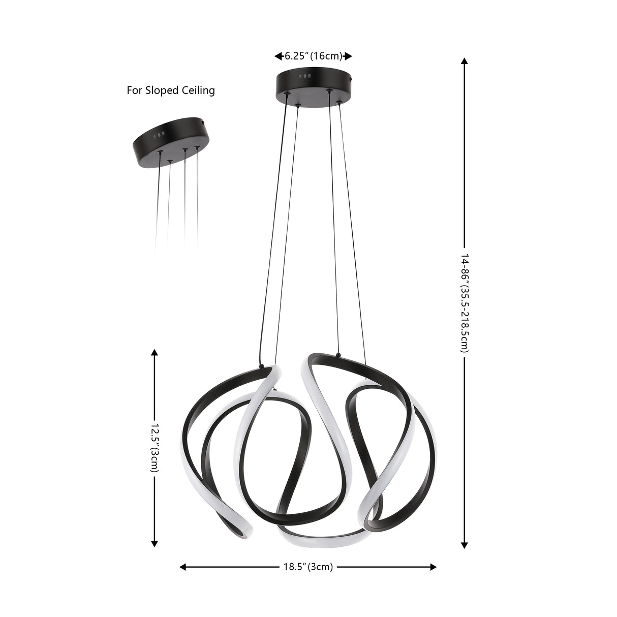 Euphoria 1-Light Contemporary Designer Aluminum/Iron Scribble Integrated LED Pendant Light