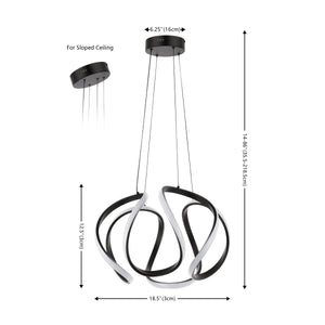 Euphoria 1-Light Contemporary Designer Aluminum/Iron Scribble Integrated LED Pendant Light