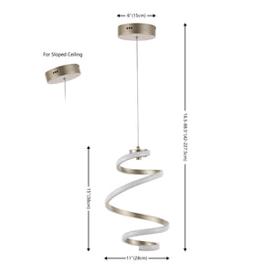 Whirl 1-Light Modern Minimalist Aluminum/Iron Abstract Integrated LED Pendant
