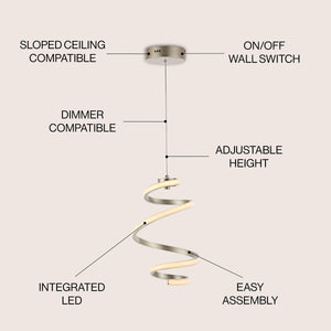 Whirl 1-Light Modern Minimalist Aluminum/Iron Abstract Integrated LED Pendant