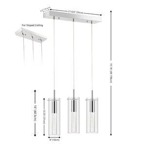 Mium 3-Light Modern Style Iron/Crystal/Glass Integrated LED Linear Pendant