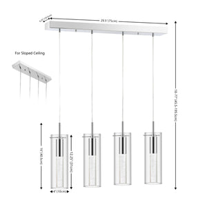 Mium 4-Light Modern Style Iron/Crystal/Glass Integrated LED Linear Pendant