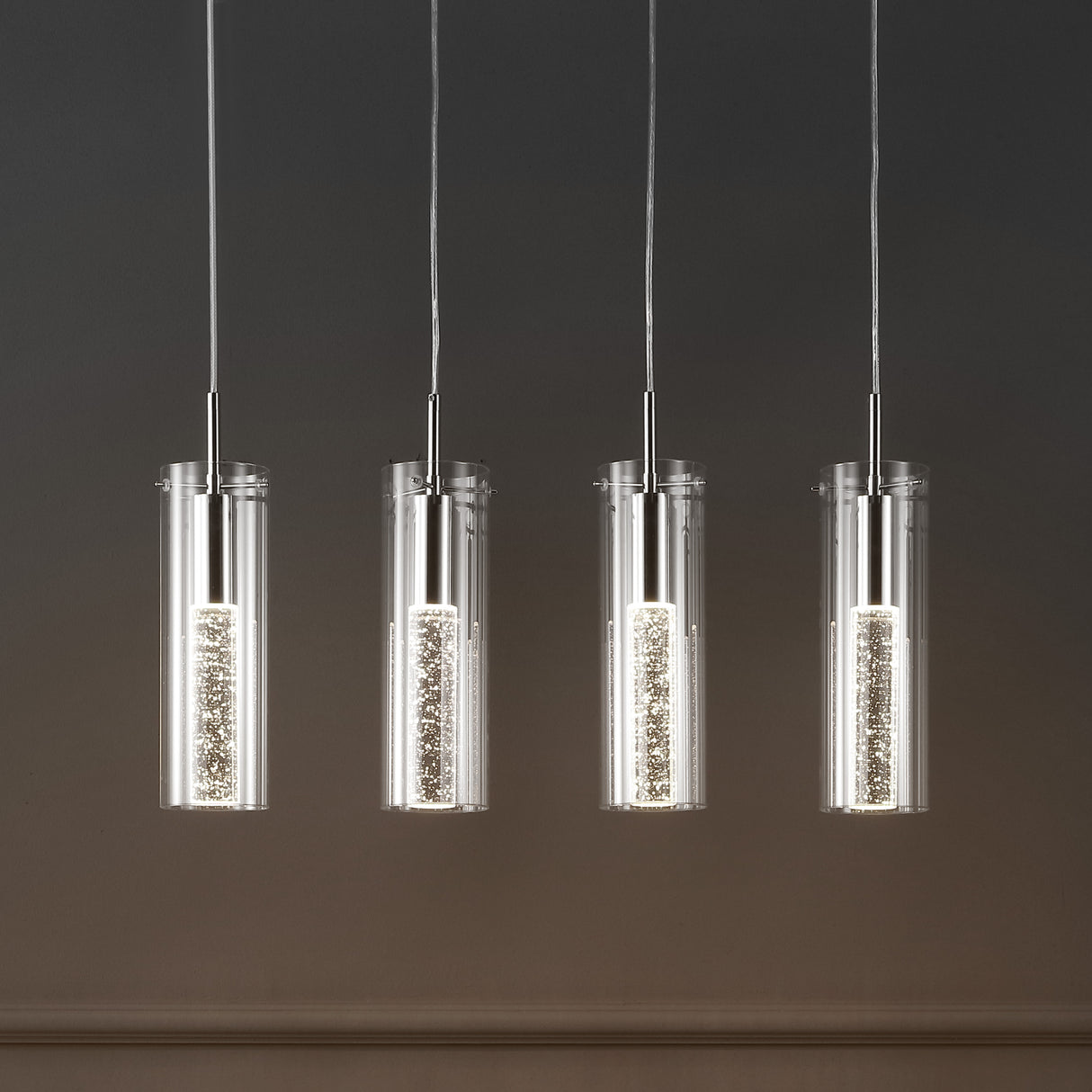 Mium 4-Light Modern Style Iron/Crystal/Glass Integrated LED Linear Pendant