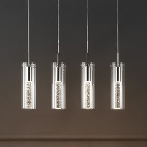 Mium 4-Light Modern Style Iron/Crystal/Glass Integrated LED Linear Pendant