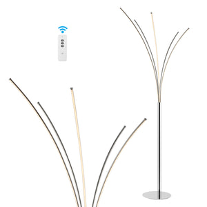 Fuochi Modern Minimalist Metal 5-Branch Arc Dimmable Integrated LED Floor Lamp with Remote Control