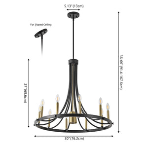 Dante 11-Light Transitional Modern Iron Adjustable Wagon Wheel LED Chandelier with Downlight