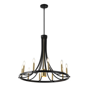 Dante 11-Light Transitional Modern Iron Adjustable Wagon Wheel LED Chandelier with Downlight
