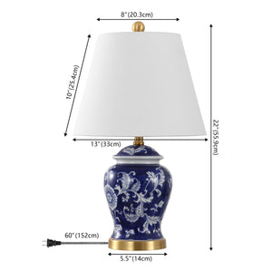 Penelope French Country Ceramic Chinoiserie Ginger Jar LED Table Lamp