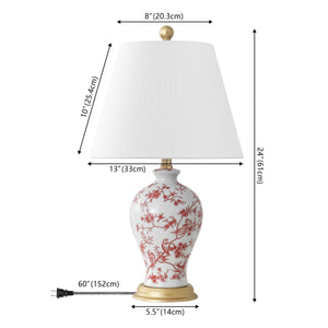Grace French Country Cottage Ceramic/Iron Floral Urn LED Table Lamp