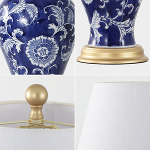 Grace French Country Cottage Ceramic/Iron Floral Urn LED Table Lamp