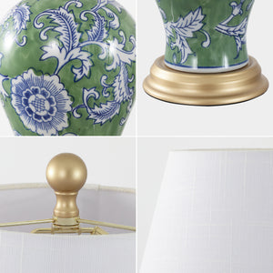 Grace French Country Cottage Ceramic/Iron Floral Urn LED Table Lamp