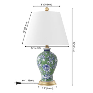 Grace French Country Cottage Ceramic/Iron Floral Urn LED Table Lamp