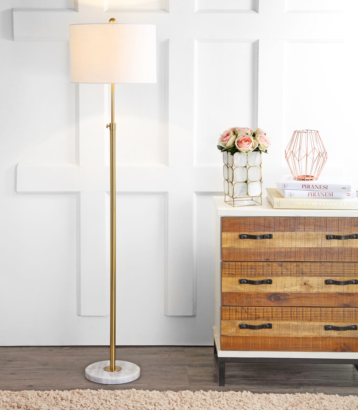 June Adjustable Metal/Marble LED Floor Lamp
