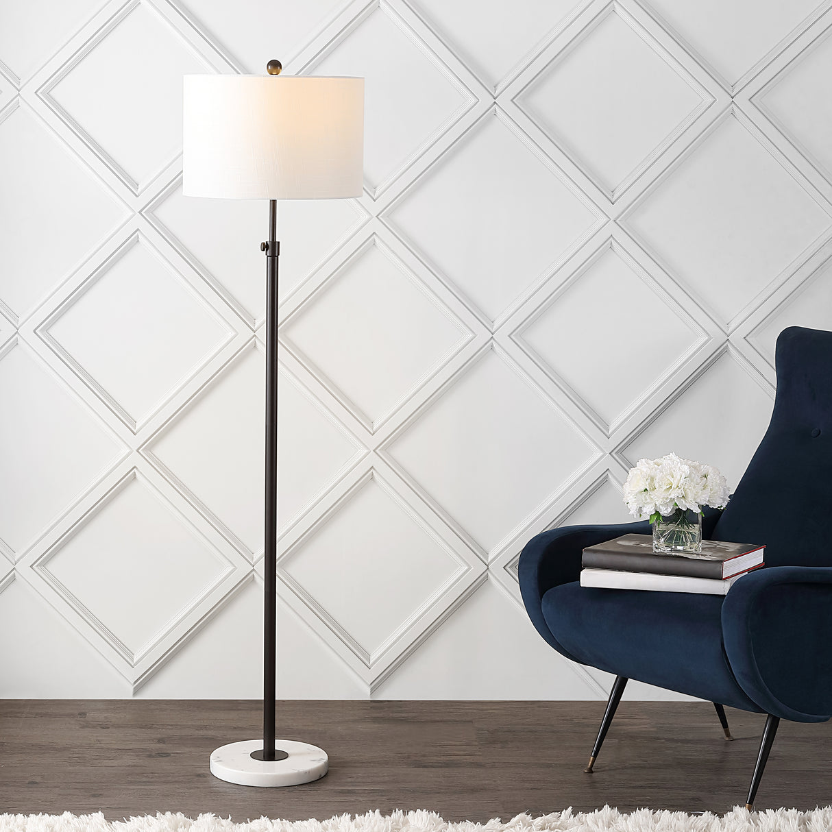 June Adjustable Metal/Marble LED Floor Lamp