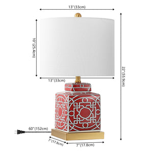 Catherine Modern Transitional Ceramic/Metal Square Ginger Jar LED Table Lamp