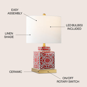 Catherine Modern Transitional Ceramic/Metal Square Ginger Jar LED Table Lamp