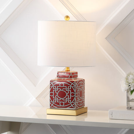 Catherine Modern Transitional Ceramic/Metal Square Ginger Jar LED Table Lamp