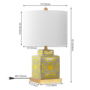 Catherine Modern Transitional Ceramic/Metal Square Ginger Jar LED Table Lamp