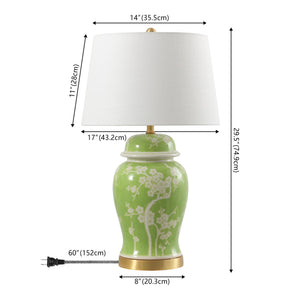 Gracie Traditional Cottage Ceramic/Metal Ginger Jar LED Table Lamp
