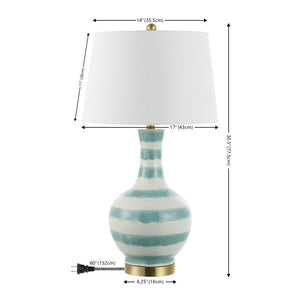 Tucker Striped Ceramic/Metal LED Table Lamp