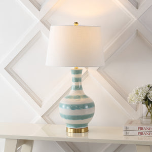 Tucker Striped Ceramic/Metal LED Table Lamp