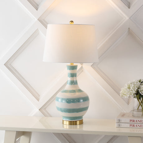 Tucker Striped Ceramic/Metal LED Table Lamp