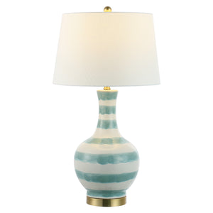 Tucker Striped Ceramic/Metal LED Table Lamp