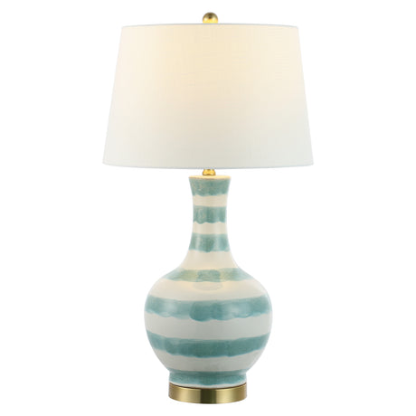 Tucker Striped Ceramic/Metal LED Table Lamp