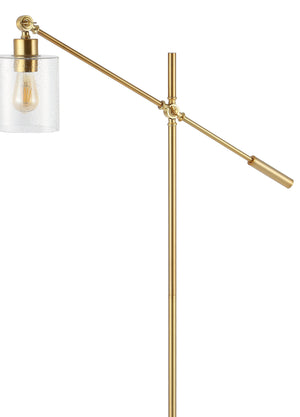 Kathryn Iron/Seeded Glass Adjustable Head Modern LED Floor Lamp