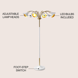 Vivian 10-Light Mid-Century Modern Iron Medusa Multi Head LED Floor Lamp