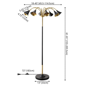 Vivian 10-Light Mid-Century Modern Iron Medusa Multi Head LED Floor Lamp