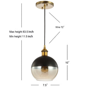 Nixon 1-Light MidCentury Modern Metal/Glass Adjustable Drop Globe LED Pendant