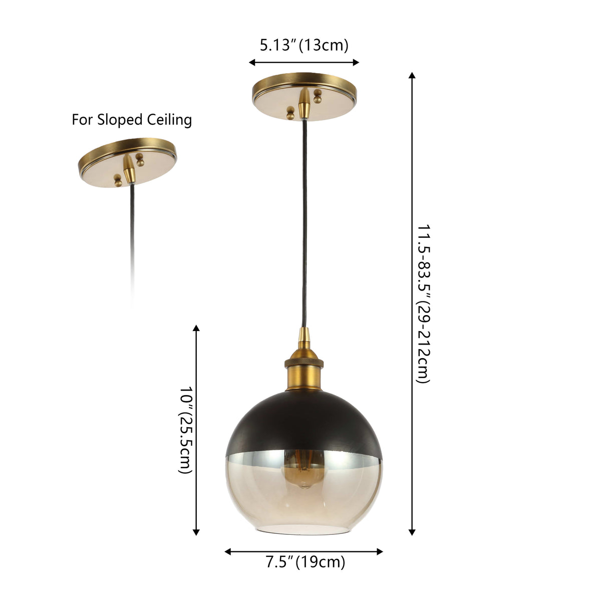 Nixon 1-Light Mid-Century Modern Metal/Glass Adjustable Drop Globe LED Pendants