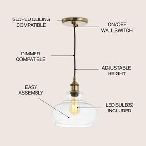 Wyatt Adjustable Drop Pharmacy Metal/Glass LED Pendant