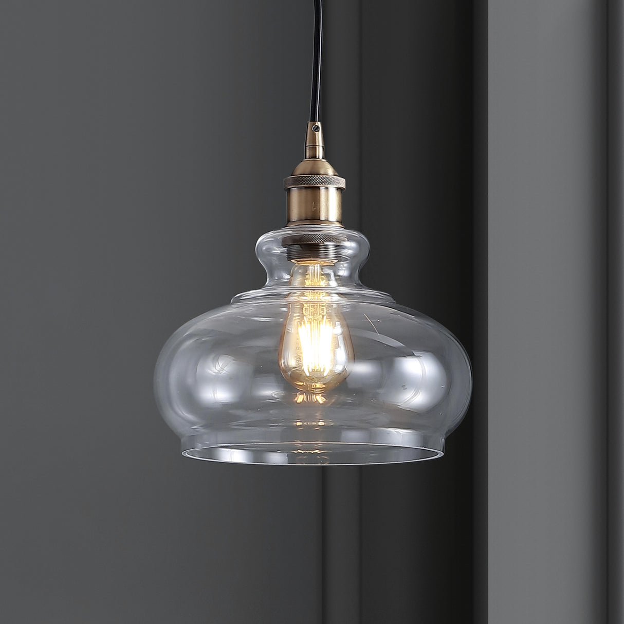 Wyatt Adjustable Drop Pharmacy Metal/Glass LED Pendant