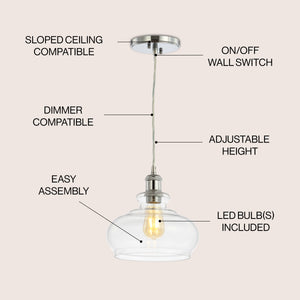 Wyatt Pharmacy Metal/Glass LED Pendant