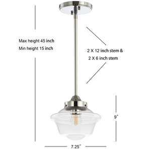 Kurtz Adjustable Drop Metal/Glass LED Pendant