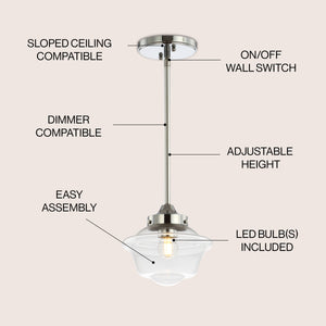 Kurtz Adjustable Drop Metal/Glass LED Pendant